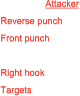 Attacker
Reverse punch
Front punch

Right hook
Targets